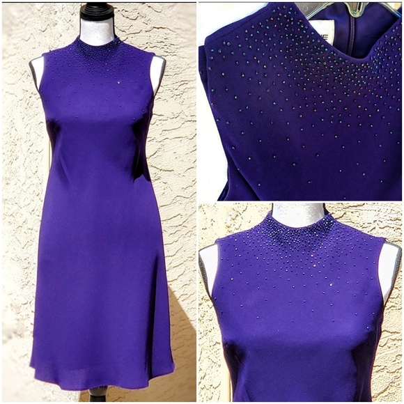 ❤SOLD❤EVAN-PICONE Beaded High Neck Cocktail Sheath 💜  Special Occasion Dress 👗 - Picture 5 of 15